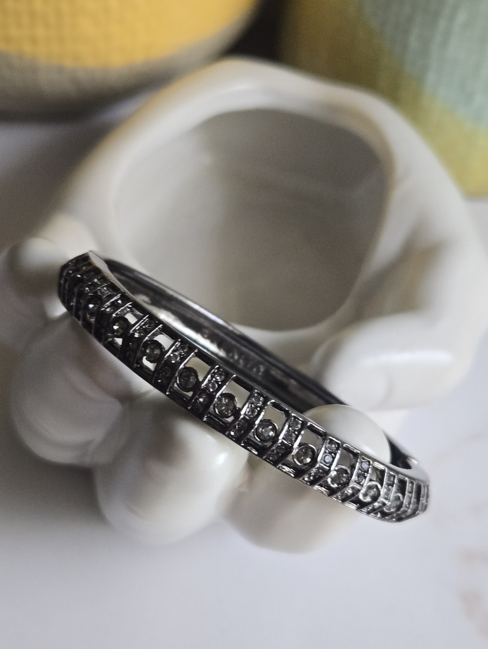 GUC Givenchy Gunmetal Crystals Bangle Bracelet